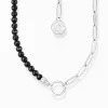 Sale Charm-Kette mit Obsidian-Beads und Coin Silber Damen Charm Ketten|Charm Ketten