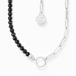 Sale Charm-Kette mit Obsidian-Beads und Coin Silber Damen Charm Ketten|Charm Ketten