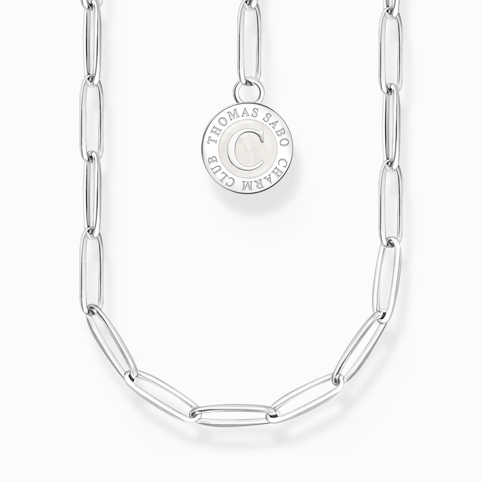 Shop Charm-Kette mit weißem Coin Silber Damen Charm Ketten|Charm Ketten