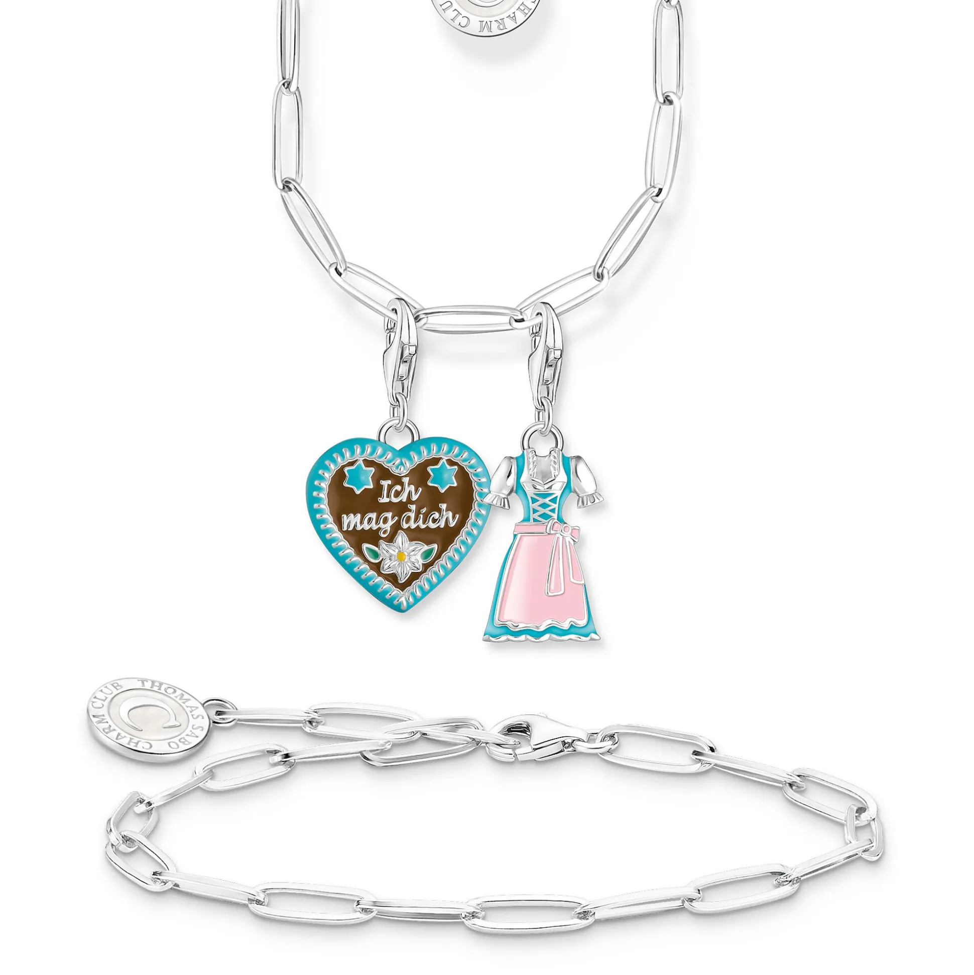 Shop Charm-Kette mit weißem Coin Silber Damen Charm Ketten|Charm Ketten