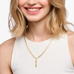 Hot Charm-Kette mit weißem Coin vergoldet Damen Charm Ketten|Charm Ketten