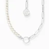 Best Charm-Kette mit weißen Perlen und Coin Silber Damen Charm Ketten|Charm Ketten