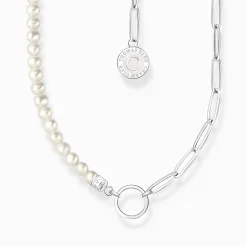 Best Charm-Kette mit weißen Perlen und Coin Silber Damen Charm Ketten|Charm Ketten