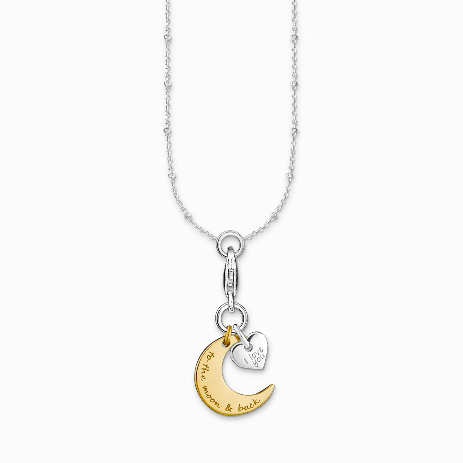 Online Charm-Kette Mond und Herz I Love you to the moon and back Damen Halsketten|Charm Ketten