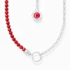 Online Charm-Kette rote Beads und Gliederelemente Silber Damen Charm Ketten|Charm Ketten