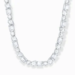 Flash Sale Choker mit weißen Steinen in drei Schliffarten Silber Damen Halsketten|925 Silber