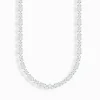 New Choker-Kette mit weißen Steinen Silber Damen Halsketten|925 Silber