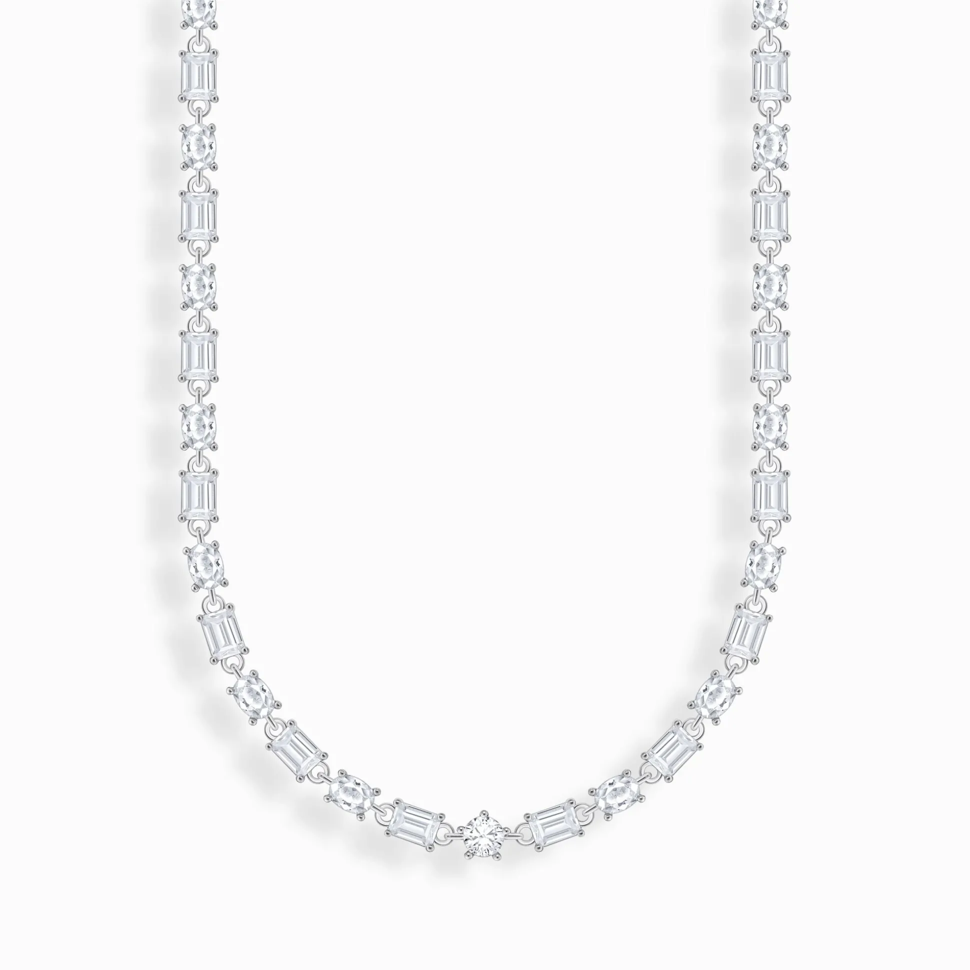 New Choker-Kette mit weißen Steinen Silber Damen Halsketten|925 Silber