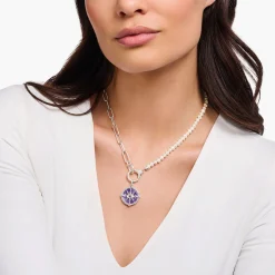 Discount Collier aus Süßwasserzuchtperlen und Gliederkette mit weißen Steinen Silber Damen Halsketten