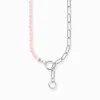 Best Sale Collier mit Gliederkettenelementen und rosa Beads Silber Damen Halsketten|925 Silber