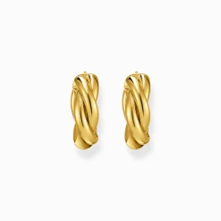 Best Sale Creolen gedrehtes Design vergoldet Damen Creolen|18K Vergoldung - 925 Silber