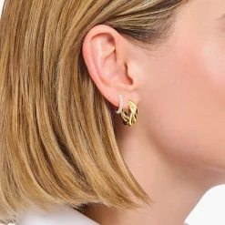 Best Sale Creolen gedrehtes Design vergoldet Damen Creolen|18K Vergoldung - 925 Silber