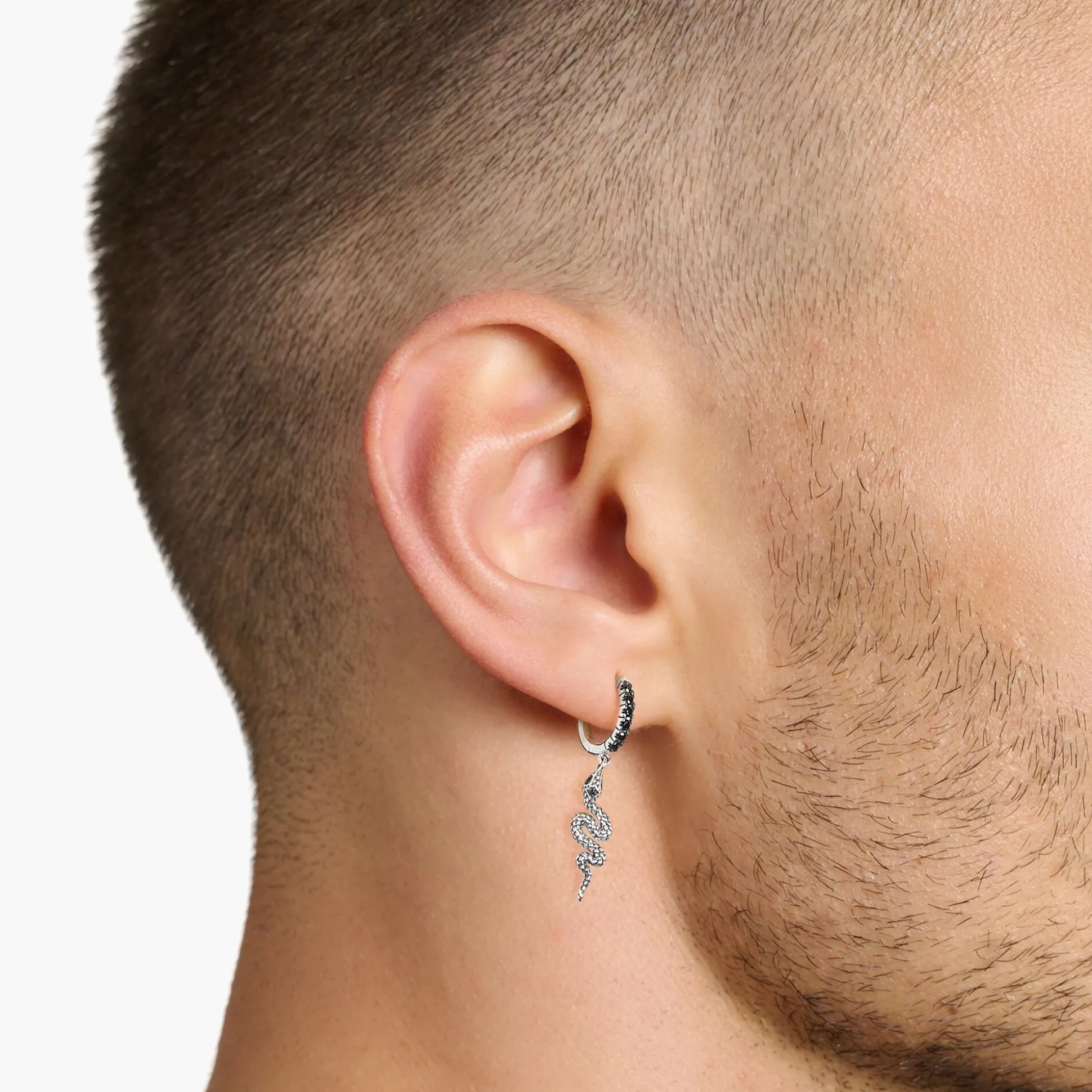 Best Creolen geschwärzt Schlange und Schwert Herren Ohrstecker & Creolen|925 Silber