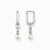 New Creolen Glieder und Perlen silber Damen Creolen|Ohrringe