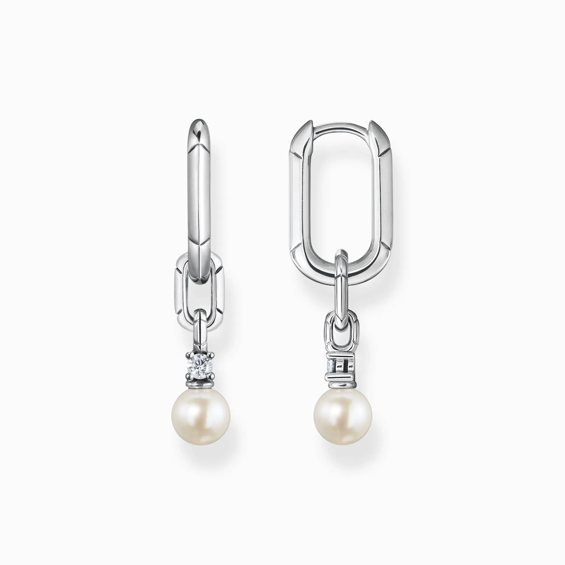 New Creolen Glieder und Perlen silber Damen Creolen|Ohrringe