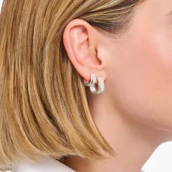 Fashion Creolen mit eckiger Form Silber Damen Creolen|925 Silber