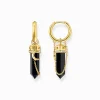 Cheap Creolen mit Onyx-Anhänger und Kette vergoldet Damen Creolen|18K Vergoldung - 925 Silber