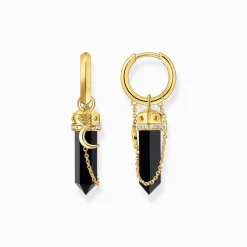 Cheap Creolen mit Onyx-Anhänger und Kette vergoldet Damen Creolen|18K Vergoldung - 925 Silber