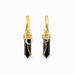 Cheap Creolen mit Onyx-Anhänger und Kette vergoldet Damen Creolen|18K Vergoldung - 925 Silber