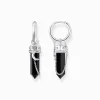 New Creolen mit Onyx-Anhänger und Kette Silber geschwärzt Damen Creolen