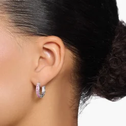 Cheap Creolen mit pinken Steinen Pavé Silber Damen Creolen|925 Silber