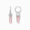 Outlet Creolen mit rosa Kristall Anhänger und Symbolen Silber Damen Creolen|925 Silber