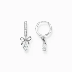 Best Sale Creolen mit Schleifen-Anhänger Silber Damen Creolen|925 Silber
