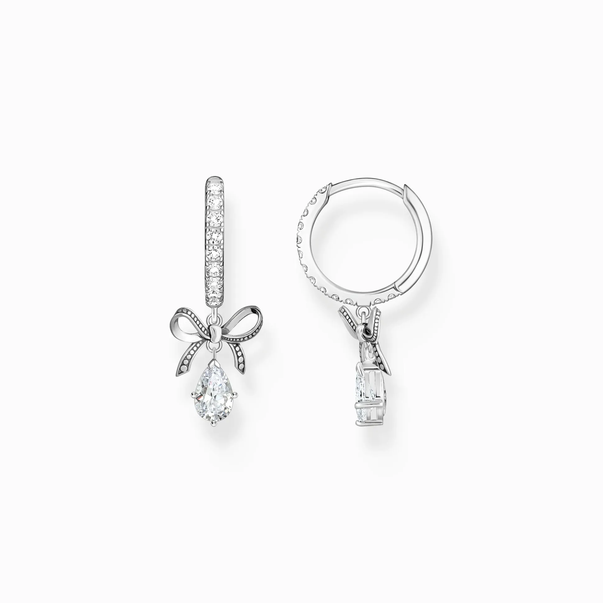 Best Sale Creolen mit Schleifen-Anhänger Silber Damen Creolen|925 Silber