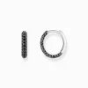 Cheap Creolen mit schwarzem Zirkonia-Pavé Silber geschwärzt Damen Creolen|925 Silber