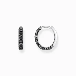 Cheap Creolen mit schwarzem Zirkonia-Pavé Silber geschwärzt Damen Creolen|925 Silber