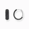 Shop Creolen mit schwarzem Zirkonia-Pavé Silber geschwärzt Damen Creolen|925 Silber