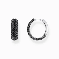 Shop Creolen mit schwarzem Zirkonia-Pavé Silber geschwärzt Damen Creolen|925 Silber