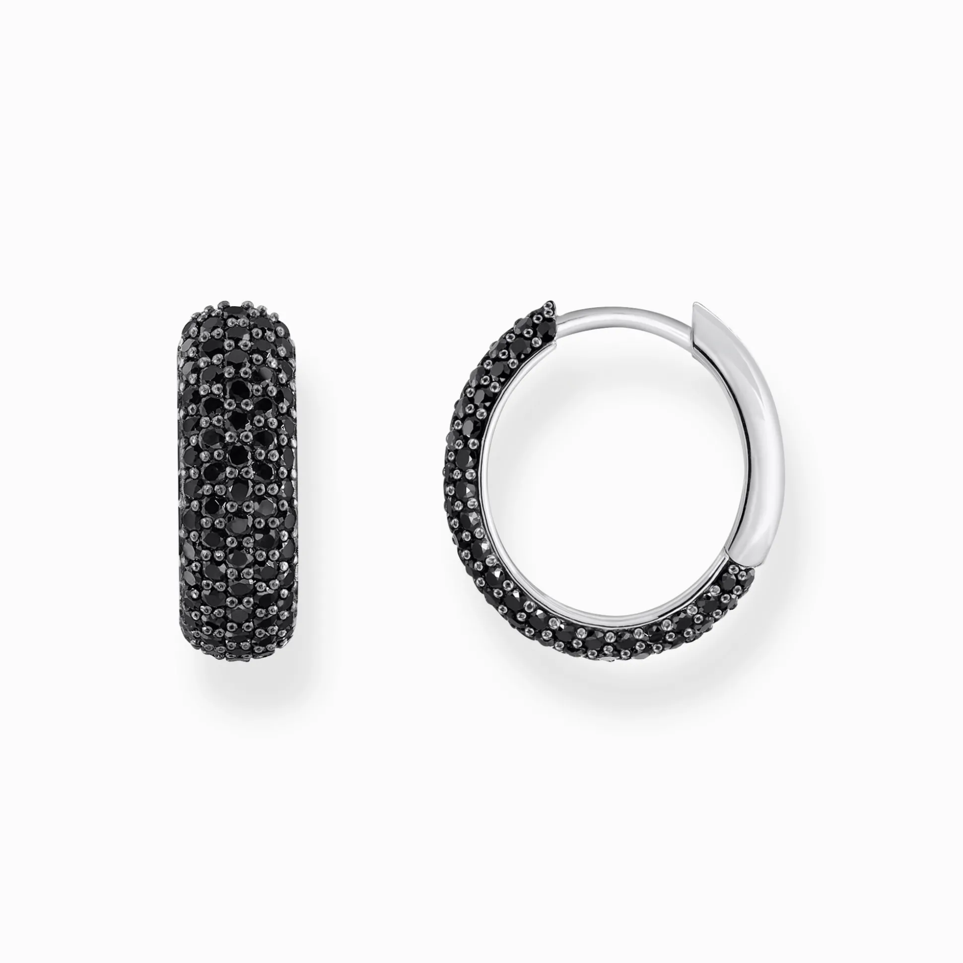 Shop Creolen mit schwarzem Zirkonia-Pavé Silber geschwärzt Damen Creolen|925 Silber