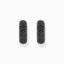 Shop Creolen mit schwarzem Zirkonia-Pavé Silber geschwärzt Damen Creolen|925 Silber