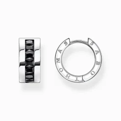 New Creolen mit schwarzen Steinen Pavé Silber Damen Creolen