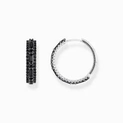 Shop Creolen mit schwarzen Steinen Silber geschwärzt Damen Creolen|925 Silber