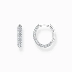 Clearance Creolen mit weißem Zirkonia-Pavé Silber Damen Creolen|925 Silber
