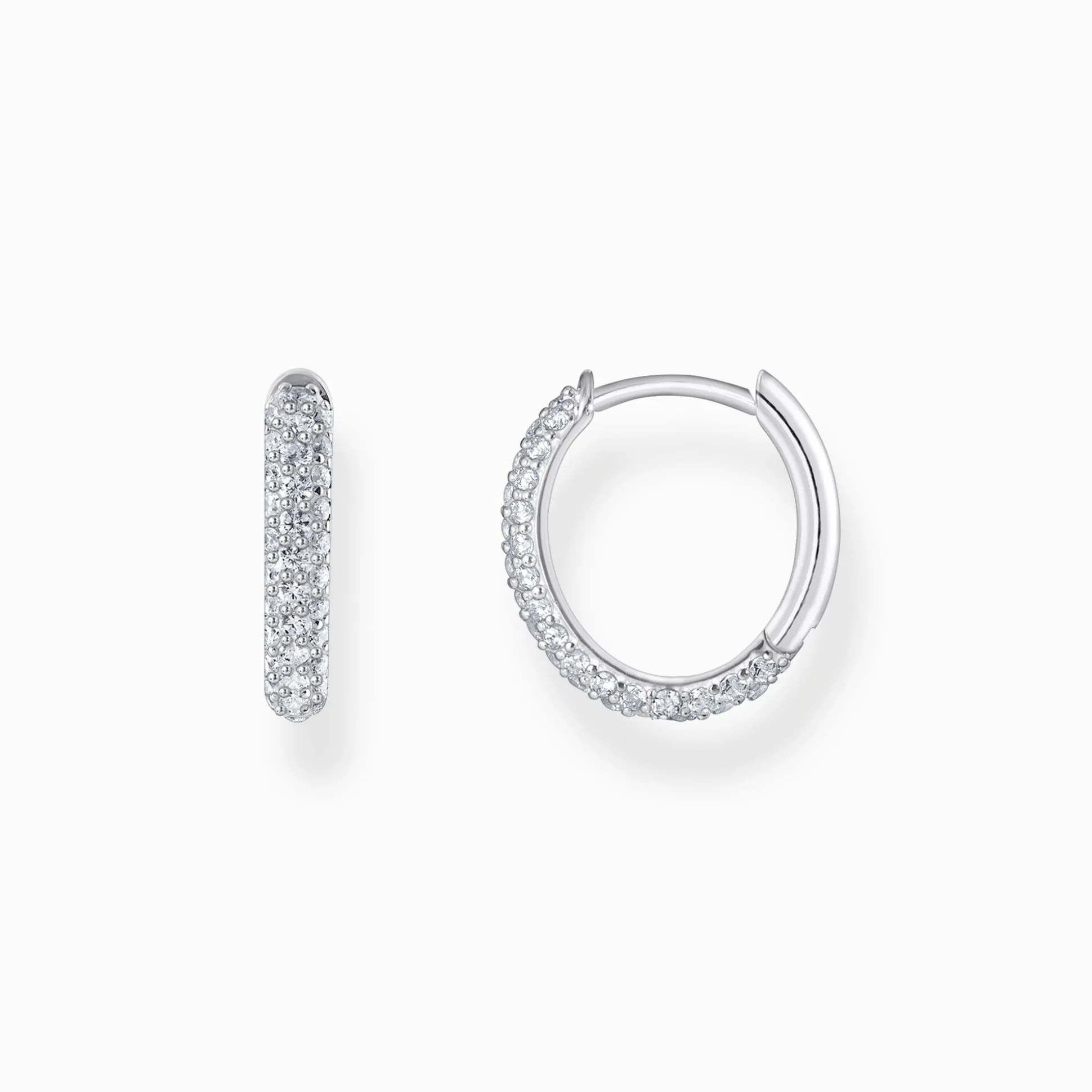 Clearance Creolen mit weißem Zirkonia-Pavé Silber Damen Creolen|925 Silber