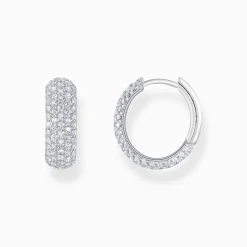 Hot Creolen mit weißem Zirkonia-Pavé Silber Damen Creolen|925 Silber