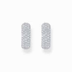 Hot Creolen mit weißem Zirkonia-Pavé Silber Damen Creolen|925 Silber