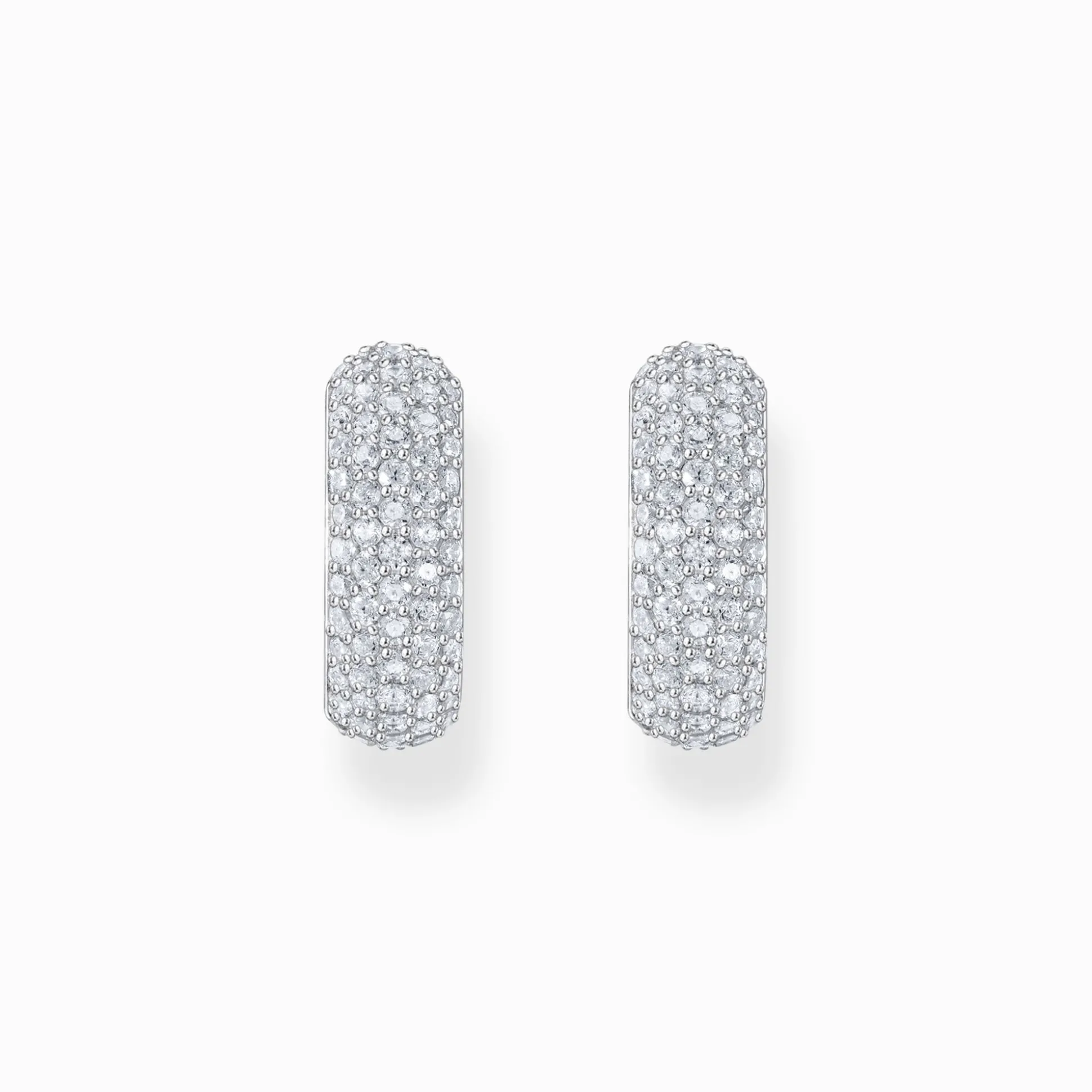 Hot Creolen mit weißem Zirkonia-Pavé Silber Damen Creolen|925 Silber