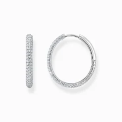 Fashion Creolen mit weißem Zirkonia-Pavé Silber Damen Creolen