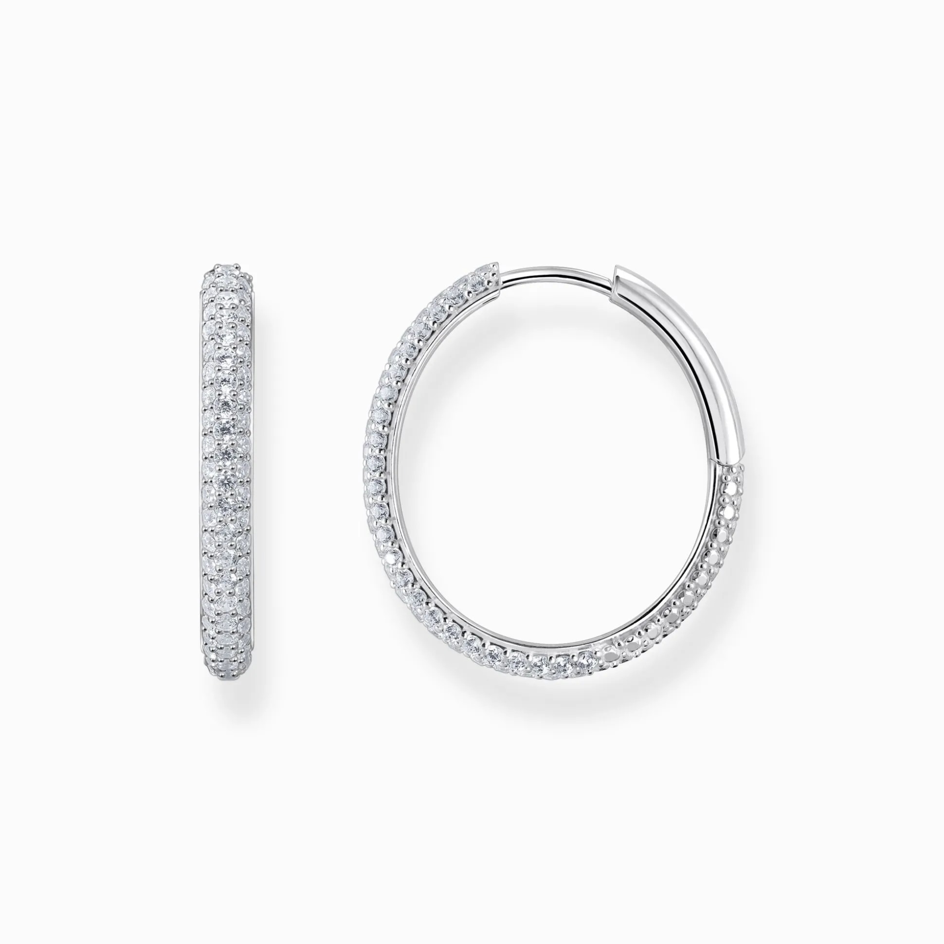 Fashion Creolen mit weißem Zirkonia-Pavé Silber Damen Creolen