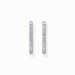 Fashion Creolen mit weißem Zirkonia-Pavé Silber Damen Creolen