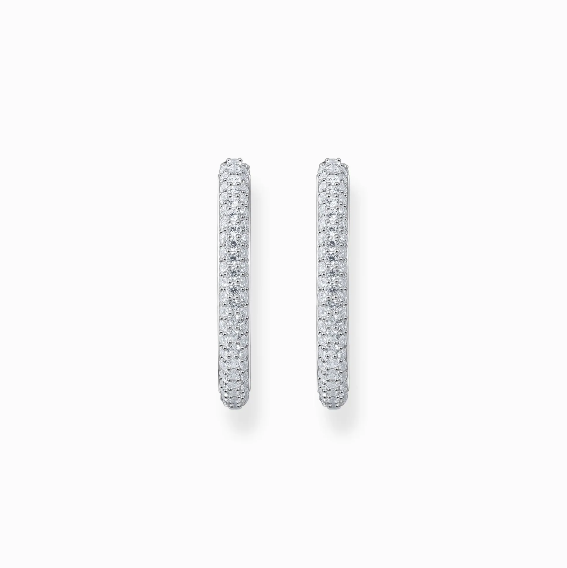 Fashion Creolen mit weißem Zirkonia-Pavé Silber Damen Creolen