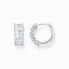 Sale Creolen mit weißen Steinen Pavé Silber Damen Creolen