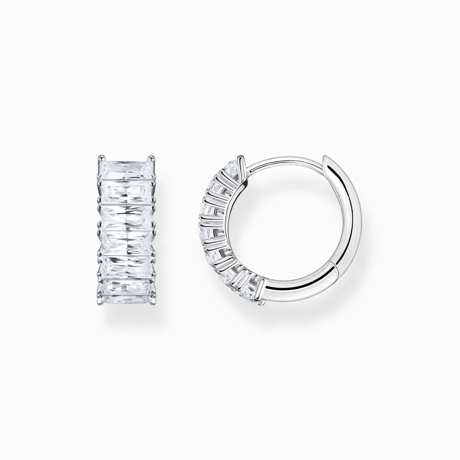 Sale Creolen mit weißen Steinen Pavé Silber Damen Creolen