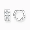 New Creolen mit weißen Steinen Pavé Silber Damen Creolen