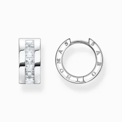 New Creolen mit weißen Steinen Pavé Silber Damen Creolen