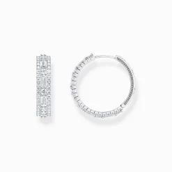 Hot Creolen mit weißen Steinen Silber Damen Creolen|925 Silber